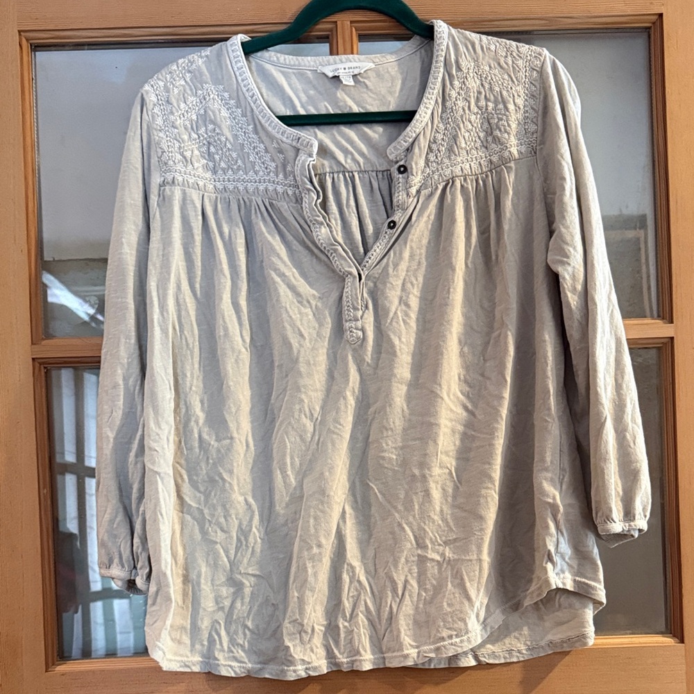 Lucky Brand Light Cream Embroidered Peasant Tunic